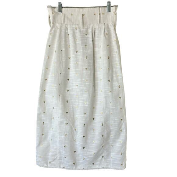 Tularosa White & Metallic Gold Midi Skirt Size Small - Picture 2 of 8